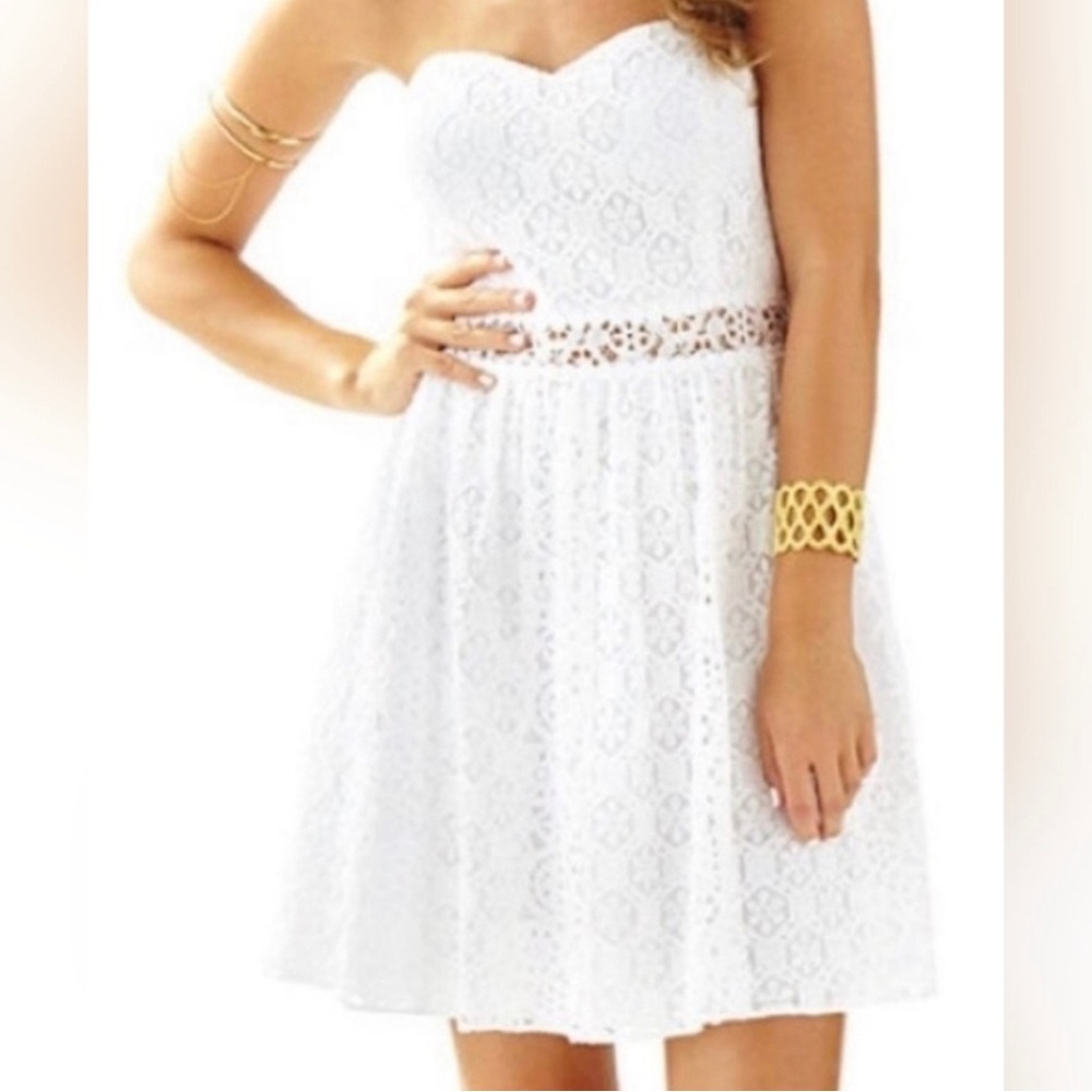Lilly Pulitzer Brett Dress. White lace strapless dress. New with tags!